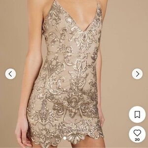 Tobi Tan and Gold Sequin Mini Dress - Size small